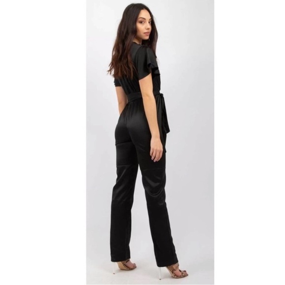 Kendall Kylie Satin disco Jumpsuit wrap belt going out club party event formal - Picture 3 of 16